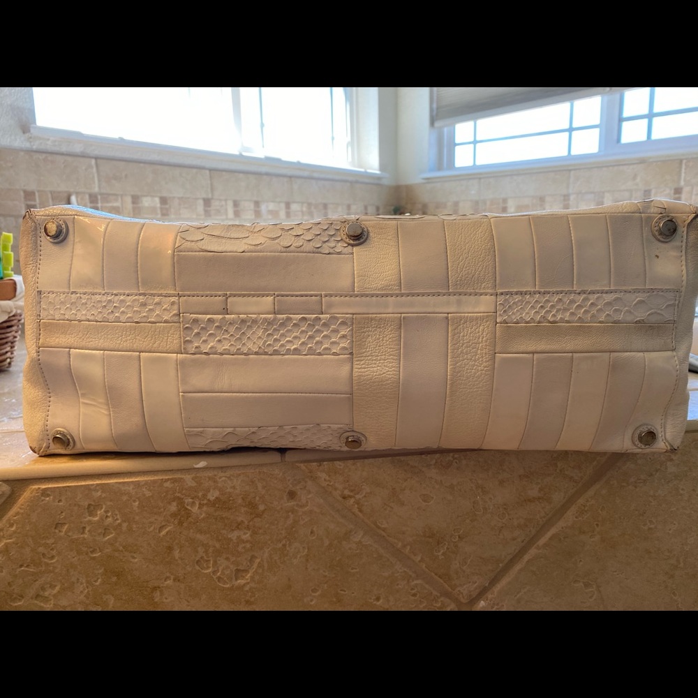 White Leather Coach Weekender - image 5